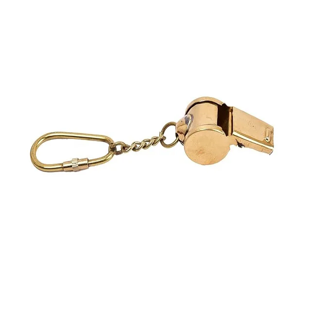 Premium Quality Brass Metal Whistle Keychain Gold Plated Decorative Art Accent Perfect for Everyday Use Gift Giving