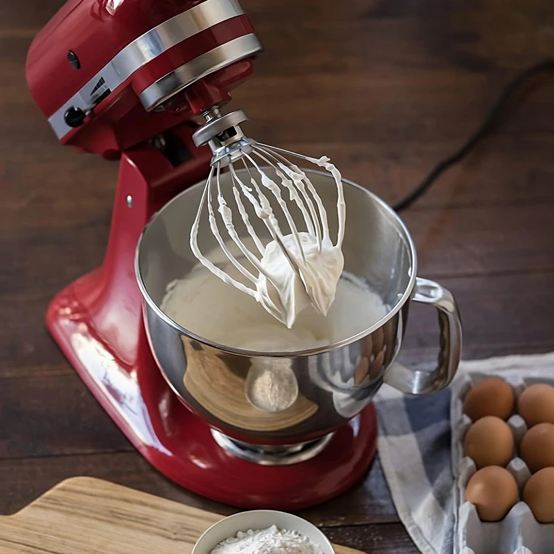 Stand Mixer Spare Parts 4.5 5 QT Tilt-Head Stand Mixer Whip Attachment Stainless Steel 6-Wire Whisk for Kitchen Aid K45WW