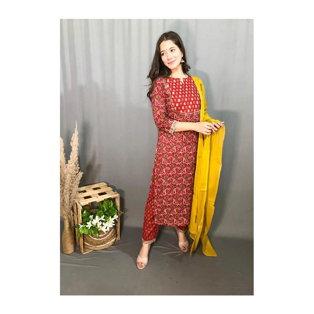 Indian women collection cotton kurti with plazo in lowest price market ethnic garment wholesale price ladies wear