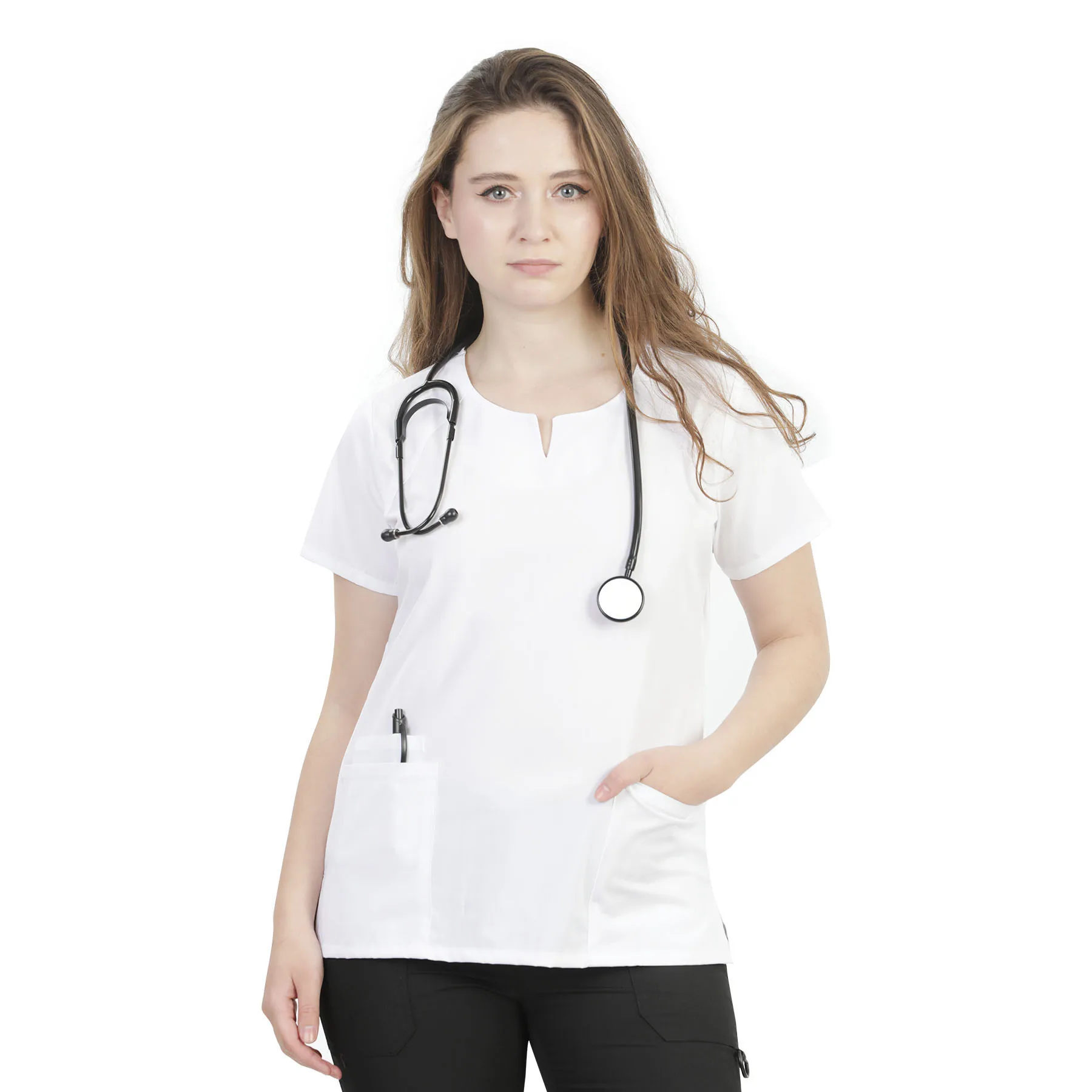 High Quality Women Scrubs Spandex Stretch Nurses Medical Christmas Pattern Prints Tops Uniform Christmas Scrubs