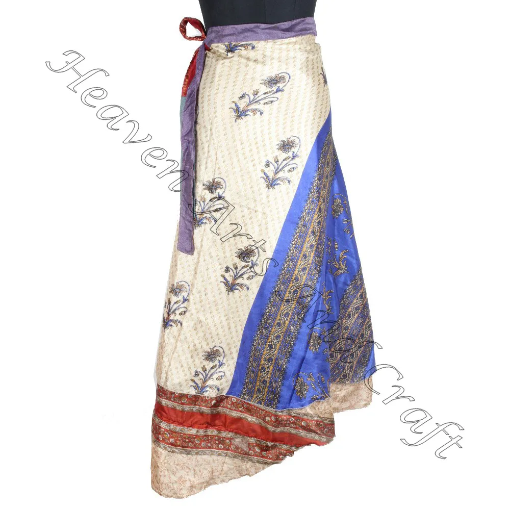 Юбка из переработанного шелка длинная юбка с запахом 2 слоя