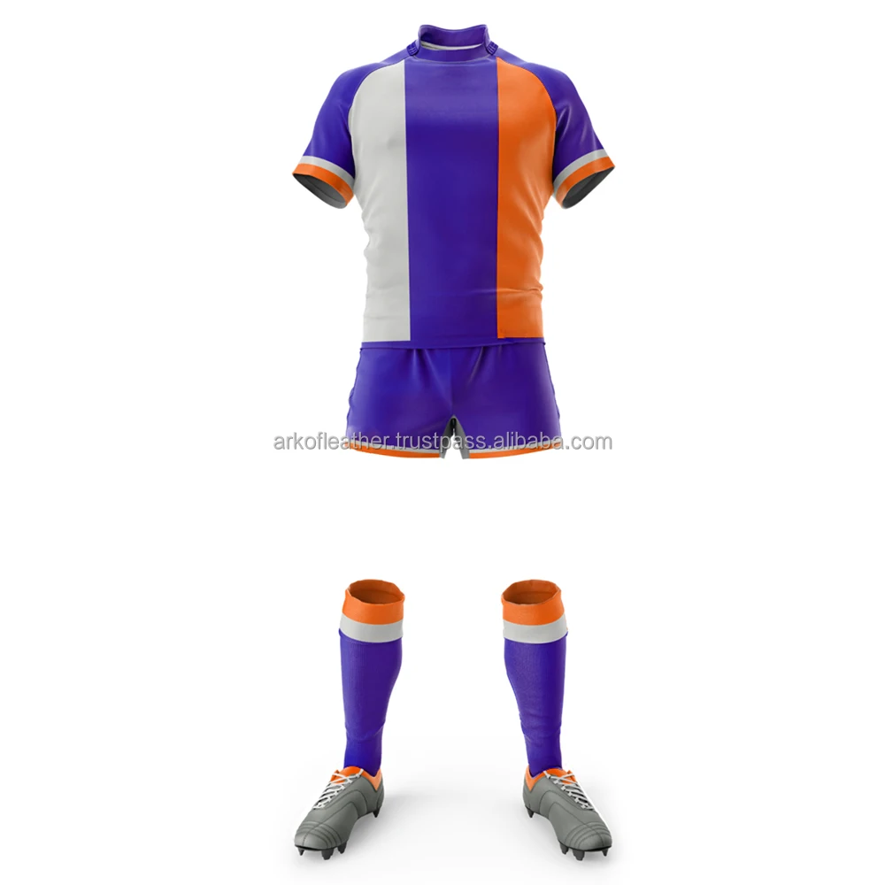 Hot Selling Short Sleeve Rugby Uniform Set Breathable Men Rugby Uniform Kit Good Quality Custom Size Rugby Uniform