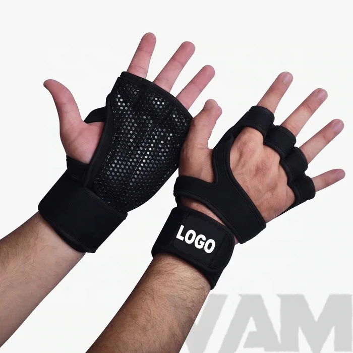 New Ventilated Weight Lifting Workout Gloves with Built-in Wrist Wrap for Men and Women Gym Fitness, Cross Training Hand Support