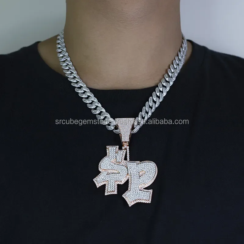 Hip Hop Round Cut Moissanite Diamond Pendant Handmade Iced Out Charming Diamond Manufacturer Fine Jewelry