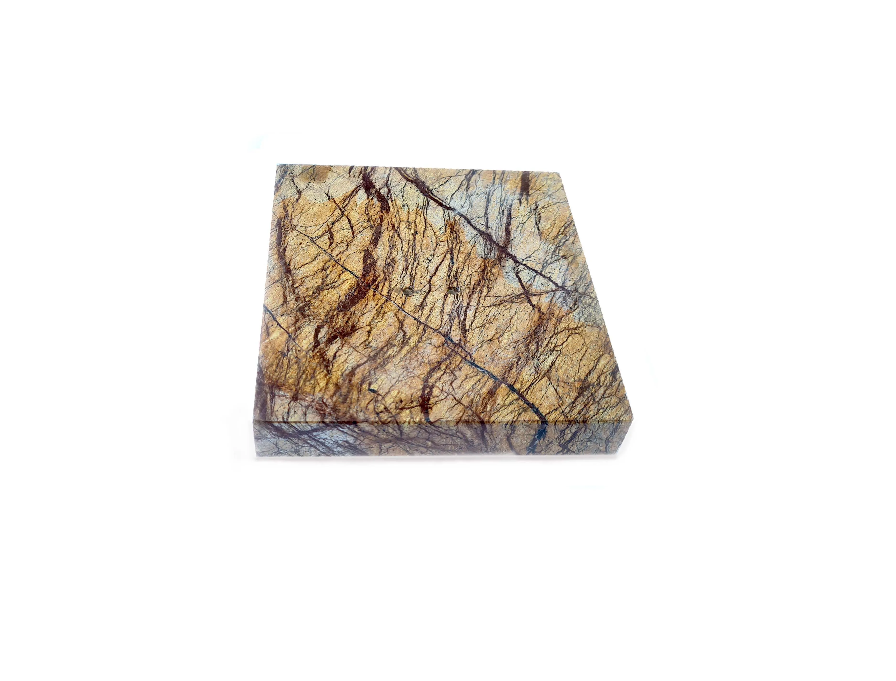 Natural Brown Forest Marble Soap Dish Rectangular Shape Soap Bar Holder Indian Hand Made Handicraft Custom Bathroom Ring Dish