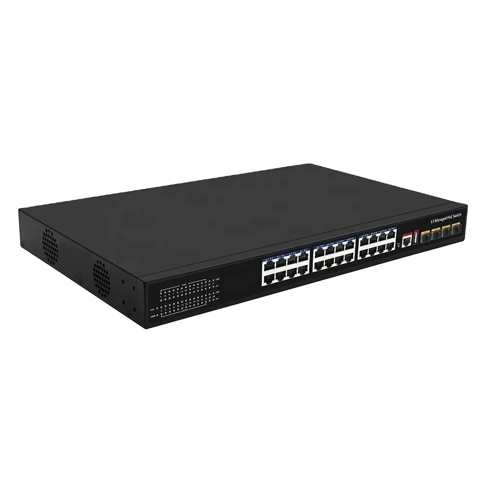 Шэньчжэнь оптовая продажа 24 порта Gigabit Layer 3 управляемый сетевой коммутатор Ethernet с 4 слотами 10G