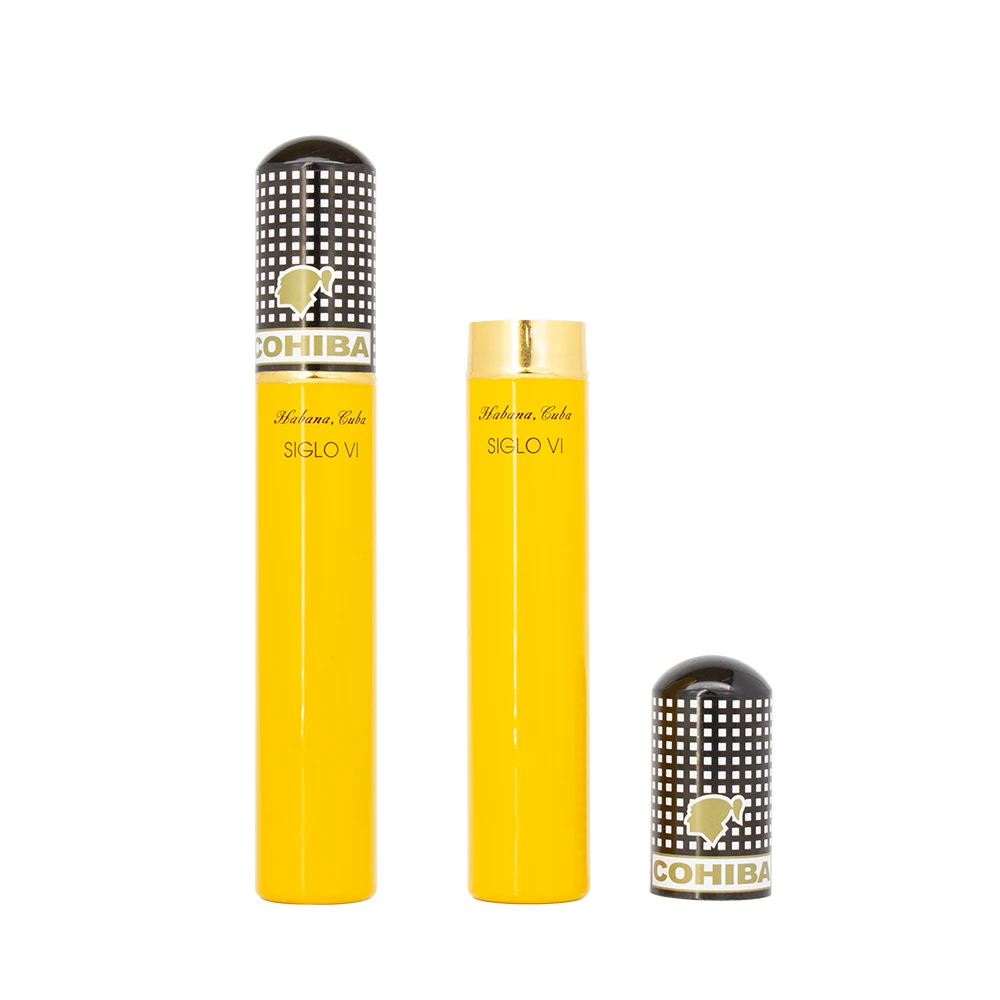 Gold metal split cigar pipe cigar gift craft wholesale manufacturer aluminum cigar tube