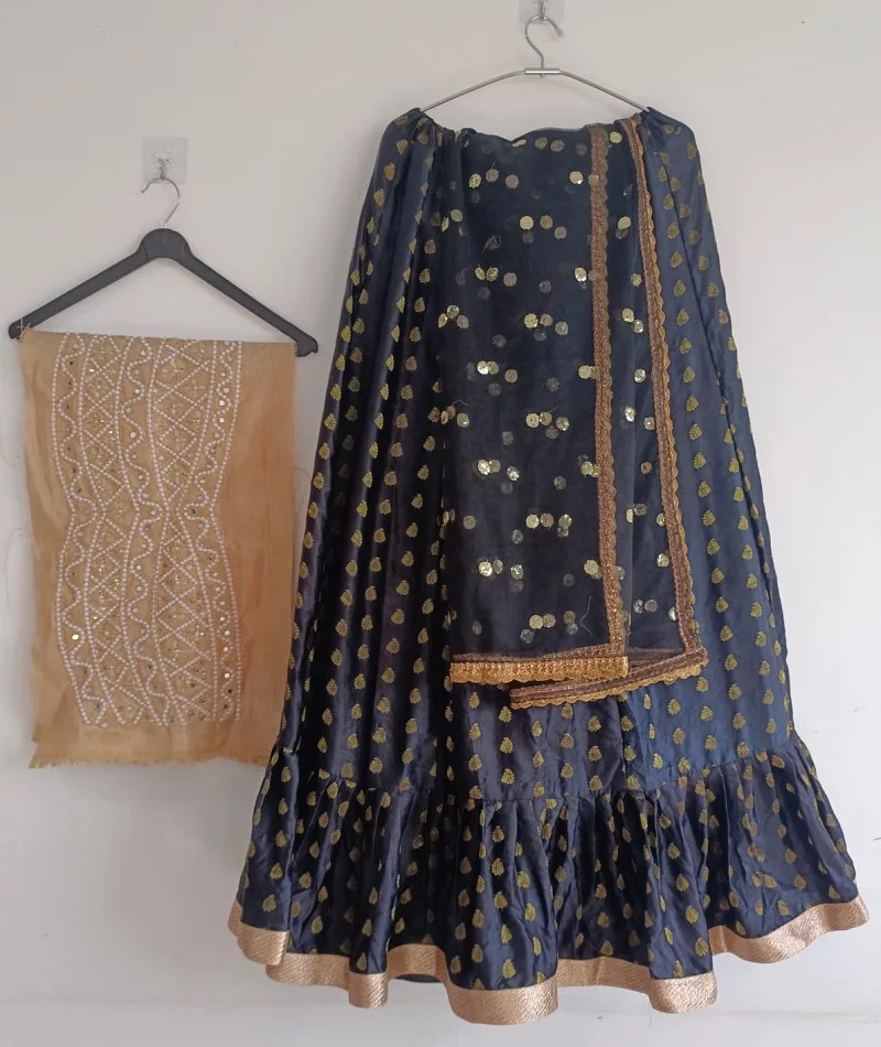 Trendy Designer Style Heavy Kasturi Silk Lehenga Choli Print and Lace Border with Silk Blouse with Sequence and Dori Pattern
