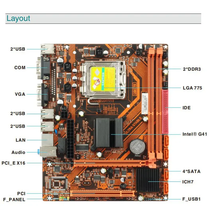 Esonic Motherboard G41 Mini-ATX  DDR 3 Supports Intel Core 2 Quad/Core 2 Duo LGA 775