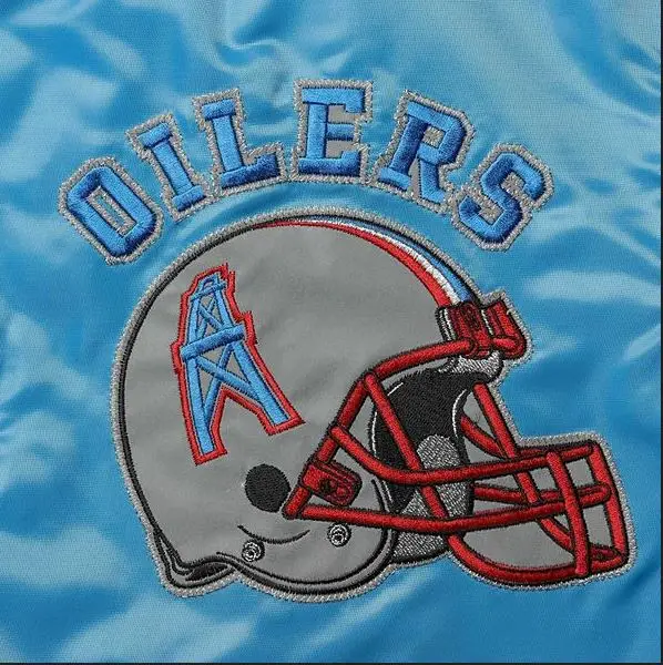 Custom Design College Jacket Team Name Number Starter NFL Batch Embroidered Bomber Satin Jacket