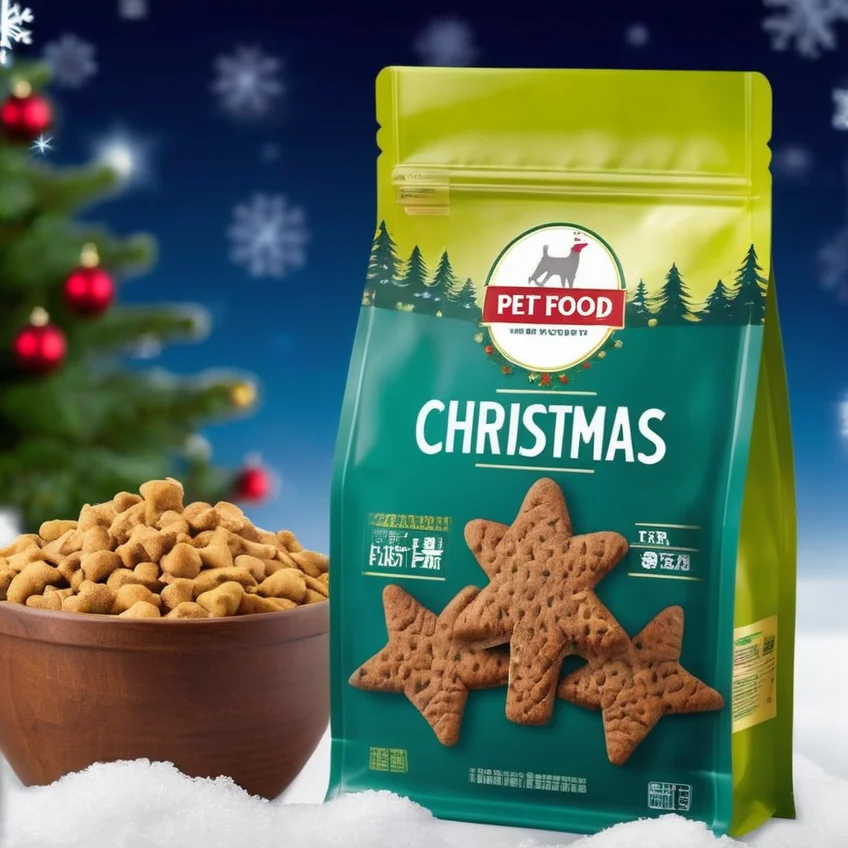 Christmas Series Custom Printed Packaging Pet Dog Treat Food Packaging Bags With Resealable Zipper