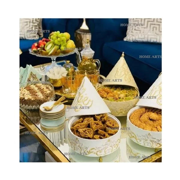 Set Of 3 Solid Wood Sweet Box With Aluminium Different Lids Table Top Kitchen Sweet Serving Box For Sale