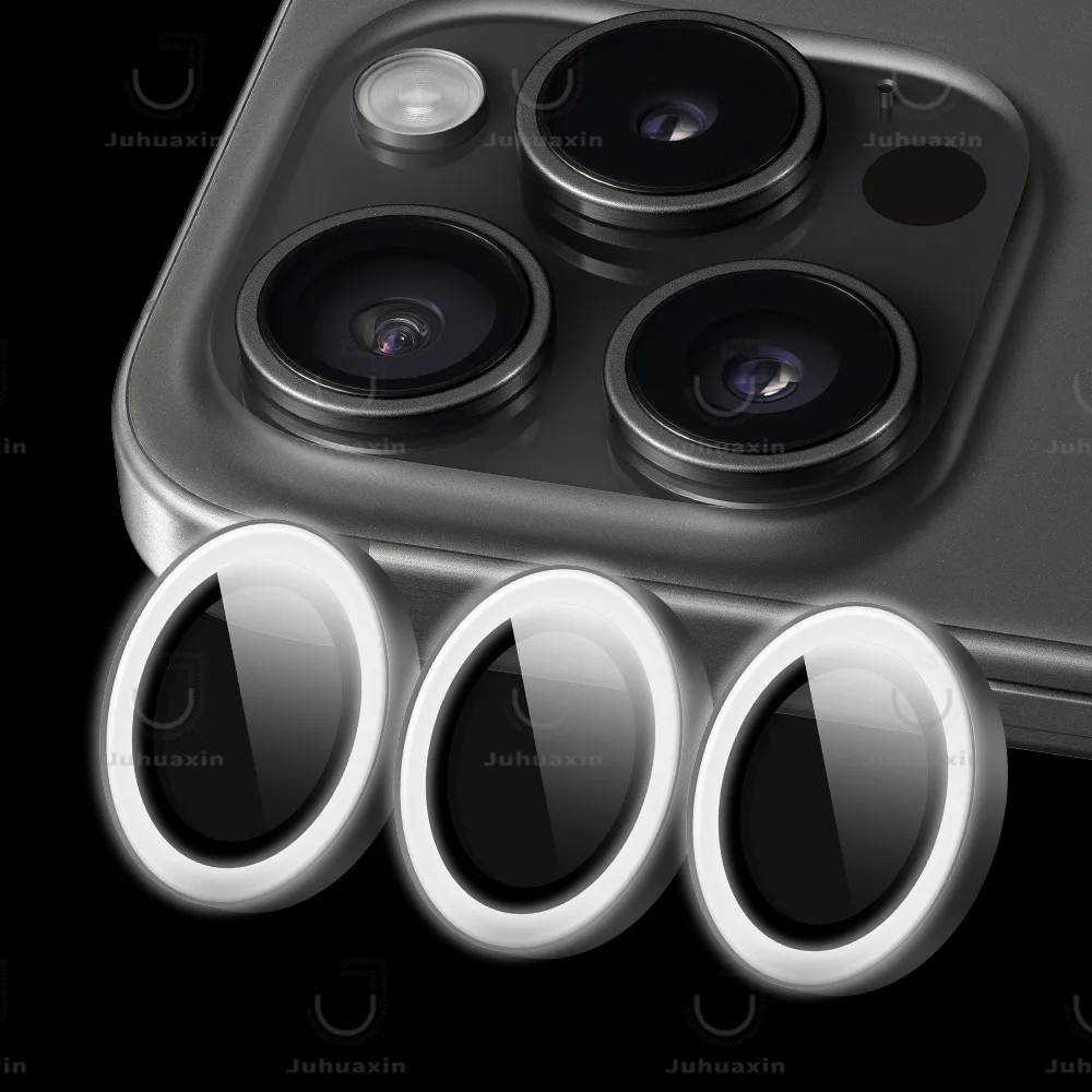 Светящиеся флуоресцентные линзы для камеры Juhuaxin 9H iPhone 16 pro max 15 14 13