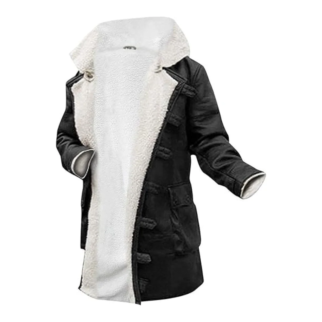 Buy Custom Men Sheepskin Shearling Jackets Breathable Double Faced Leather Coat with Fur Collar for Winter