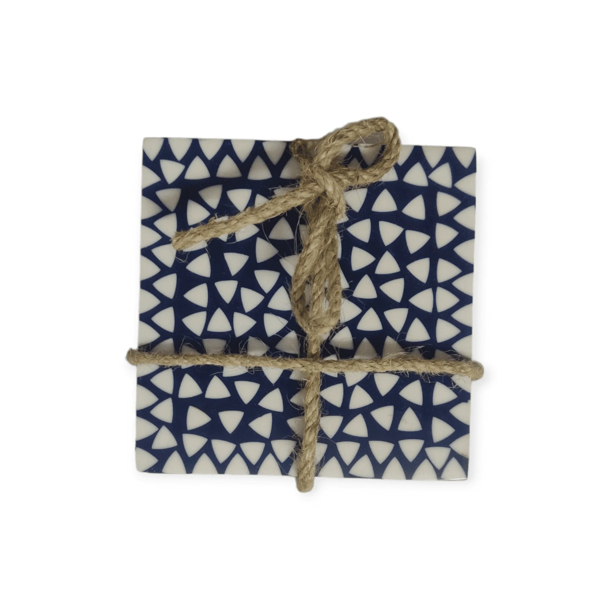 Royal Blue & White Set of 4 Tea Coffee Cup coasters Hand-crafted Inlay Resin & MDF for Home Dining Table Decoration Holiday Gift