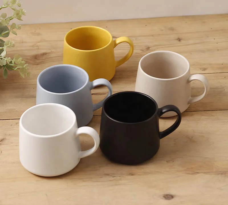 10oz Nordic Frosted Custom Logo Ceramic Milk Tea Rustic Espresso Latte Coffee Mug Gift Box Solid Colors Li Ling Factory