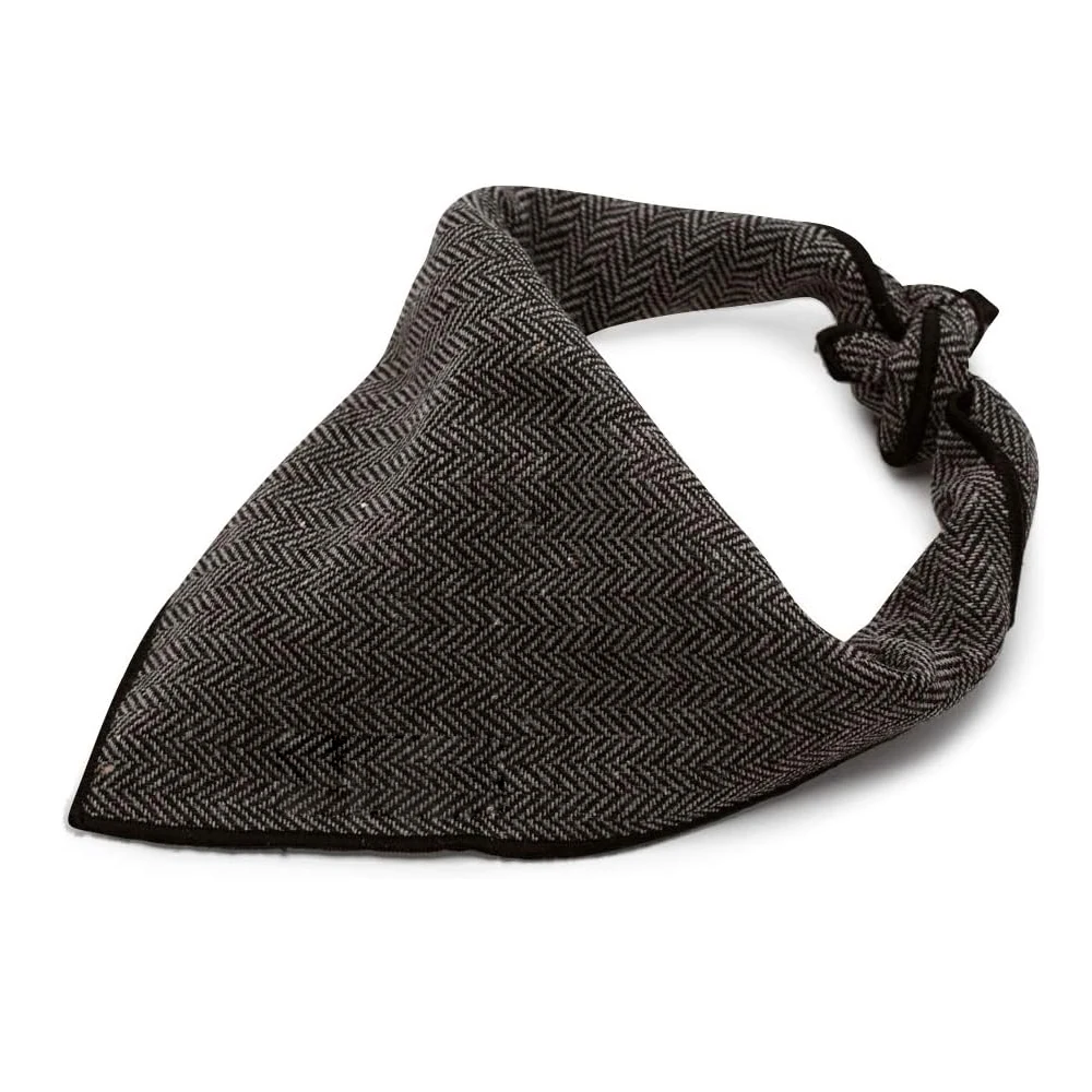 Wholesale Dark Grey Dog Bandana With Black Trim Fits Small Medium Large Dogs Soft Breathable Cotton Bandana