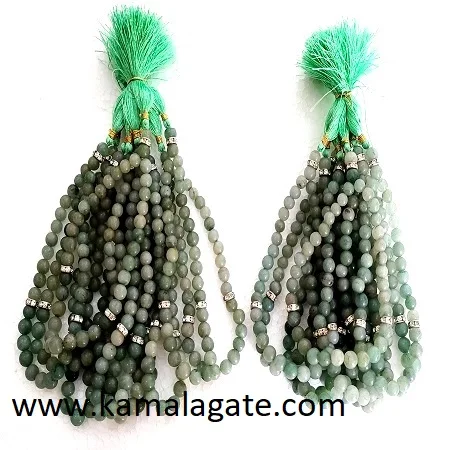 wholesale agate Natural Stone Crystal Carved  Green Aventurine 33 Beads Muslim Prayer Islamic Mala Islamic prayer mala for sale