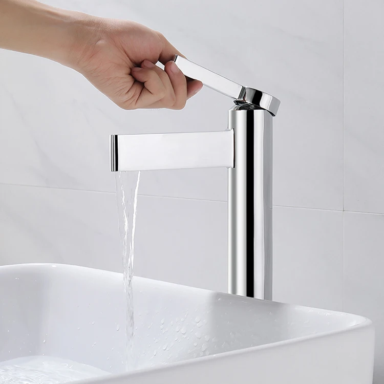 Mounted Contemporary Waterfall Basin Mixer Faucet - Brass Bathroom Sink Tap for Modern Style