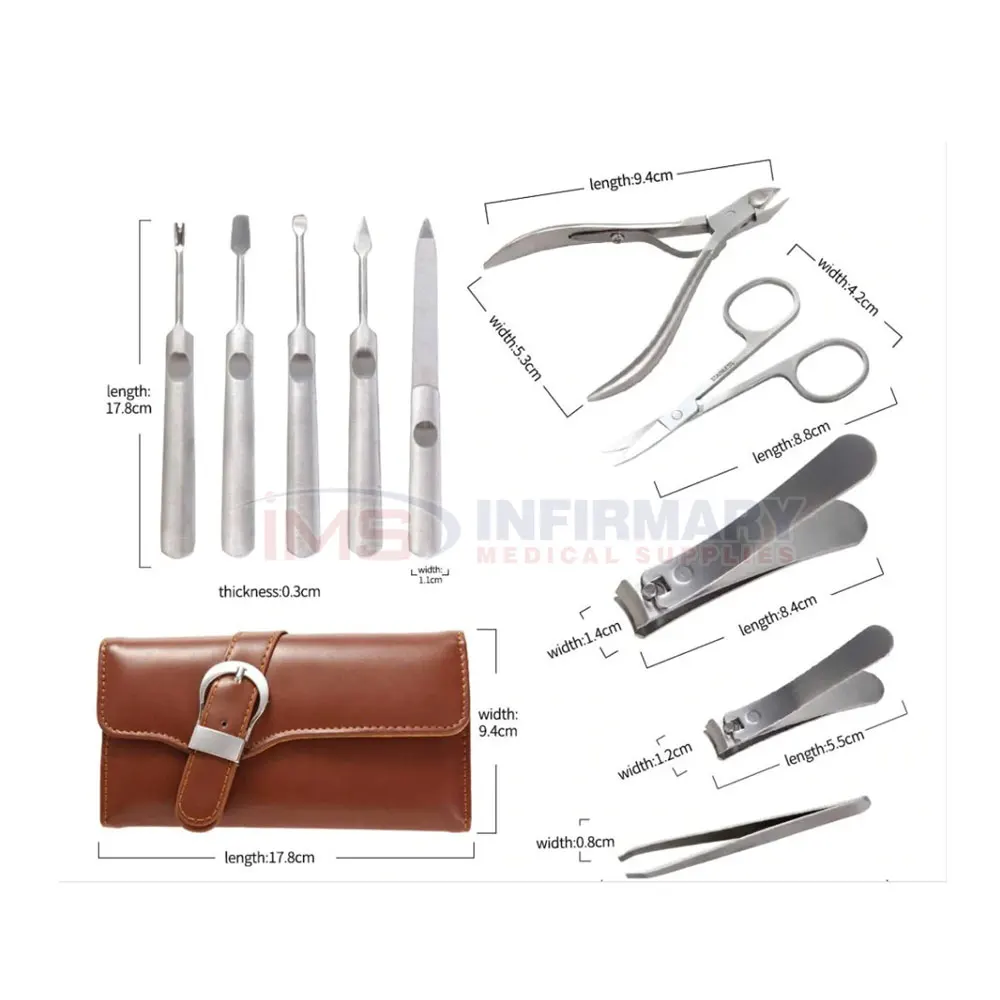 OEM Stainless Steel Professional Pedicure Kit Manicure Set with Black Manicure Pedicure Nail Care Set Cutter Cuticle Clippers