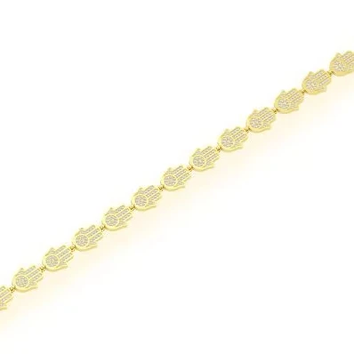 14K Gold Hamsa Hand Diamond Bracelet - Luxury Hip-Hop Statement Jewelry for USA and UK Markets