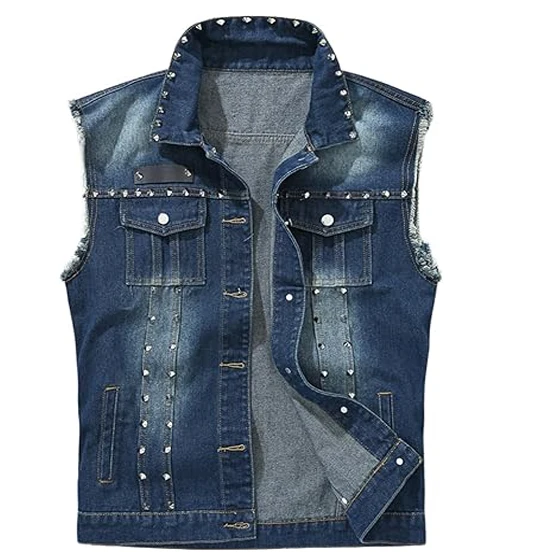 Top Quality Custom Oversized Trucker Denim Vest Washed Indigo Jeans Vest Wholesale Denim Vest Jackets
