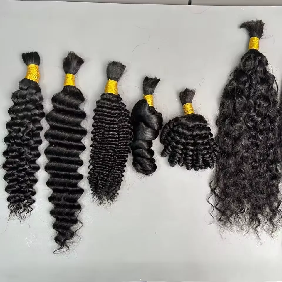 Deep Wave Bulk Human Hair For Braiding 100% Unprocessed Brazilian Virgin Human Hair Extensions