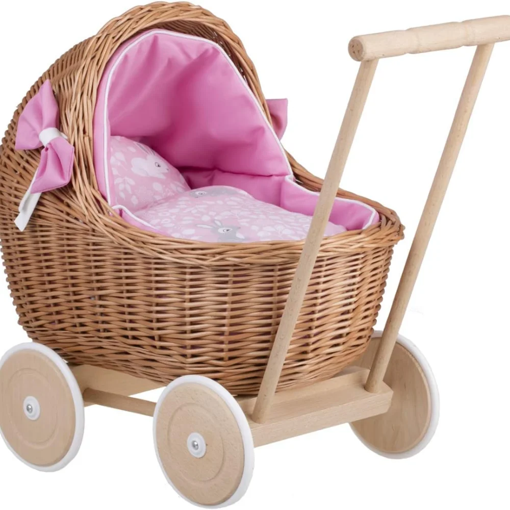 Manufacture eco-friendly wicker rattan doll pram baby toys fruits and veggies for children handcrafted in Vietnam