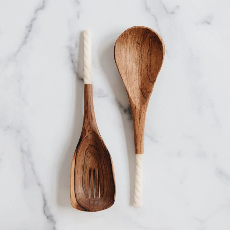 Flatware Set Restaurant Hotel Ware Tableware Solid Wooden Cooking Spoon Cutlery Set At Good Price Kitchenware Accessory