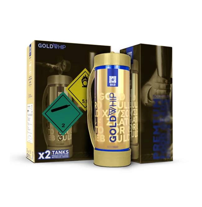 Premium Food Grade High Quality Whipped Cream Charger 2000g Gold Maxi Steel Cream Chargers for Catering Use