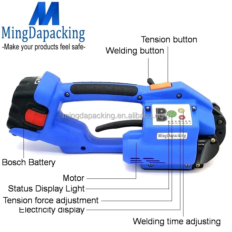orgapack ort200 with Two Battery powered plastic strapping tool