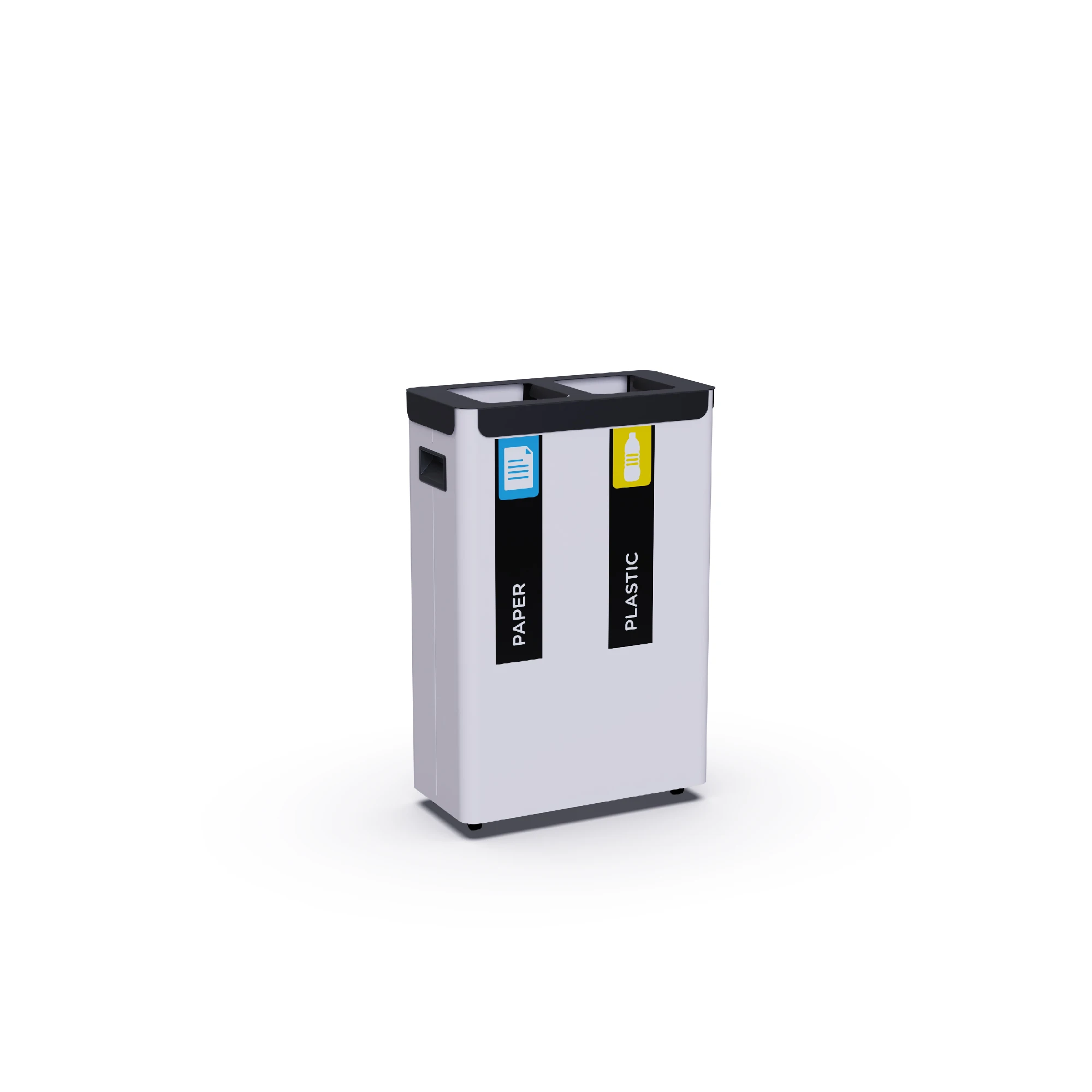 Maki 40 elegantly designed maki recycling bin where paper and plastic waste can be disposed of