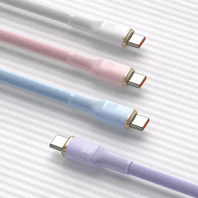 SuperCharge USB-C Type C Cable 100W 6A for Huawei Xiaomi OPPO Fast Charge in 30 Minutes Silicone Liquid Soft Cable Comfortable