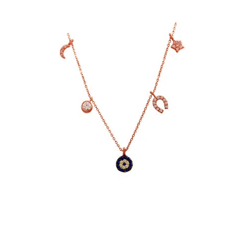 14K чистого золота изысканные удачи Турецкий Дурной глаз ожерелье с подвеской в виде звезды и луна форме подковы цепочка опт из Турции