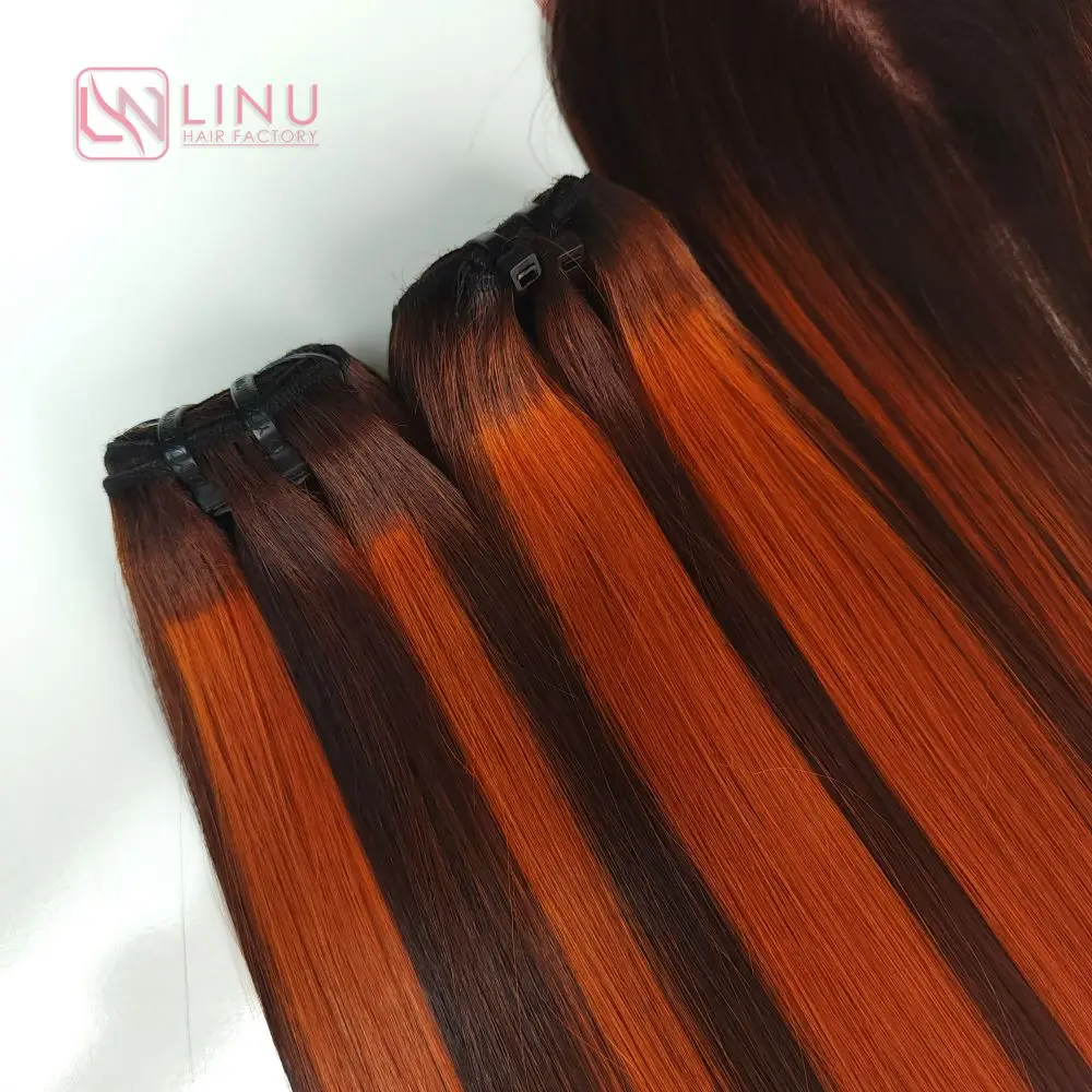 Luxury Piano Color Super Bone Straight Silky Vietnamese Raw Hair Bundles Virgin Cuticle Aligned Hair Virgin