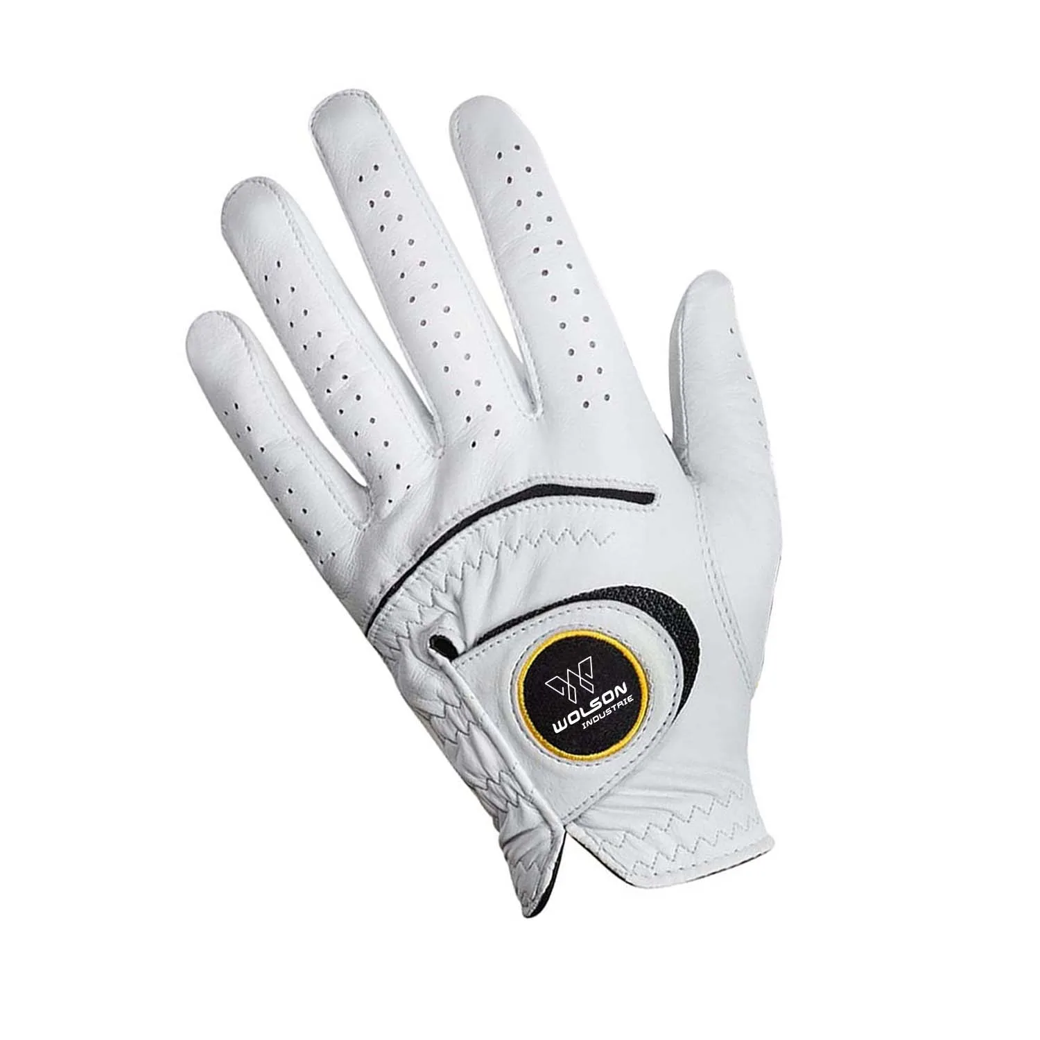 wolson Industry wholesale soft ladies men anti slip grip PU leather printed logo custom colored golf gloves
