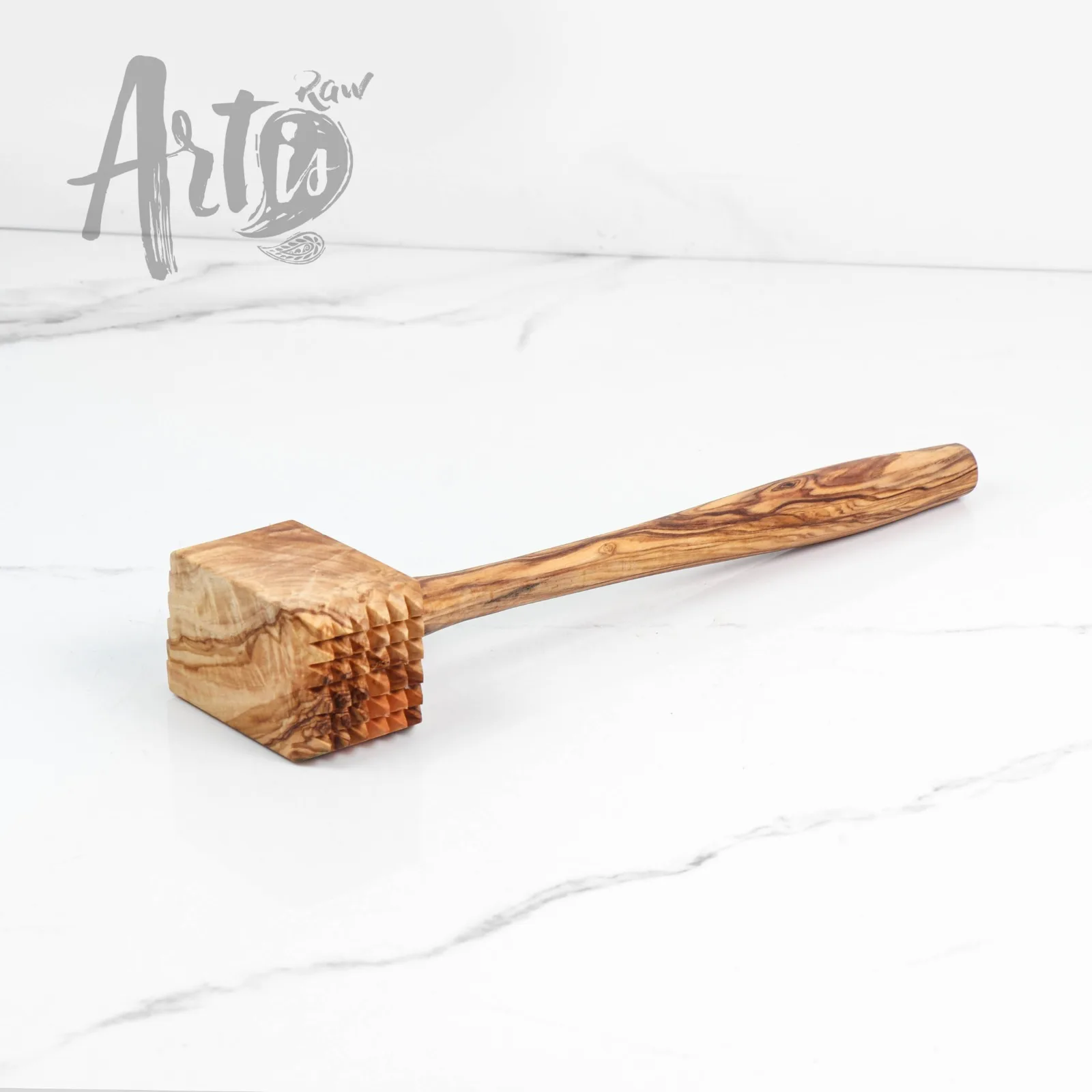Handmade Olive Wood Meat Hammer - Premium Kitchen Tenderizer Tool for Effective Meat Preparation & Cooking