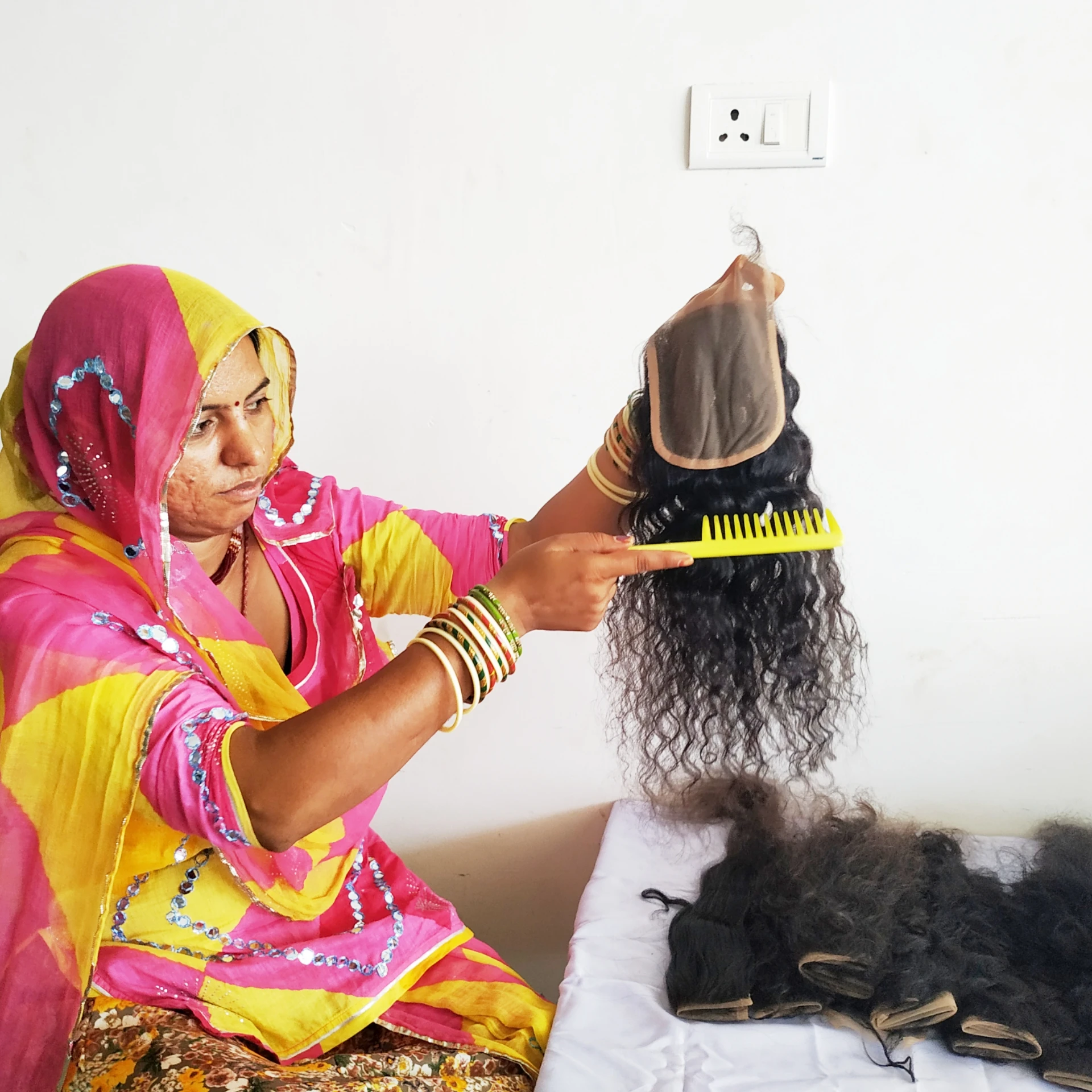 Raw virgin remy human hair deep Curly closure cheap 100% indian human hair extensions temple raw unprocessed human Hair