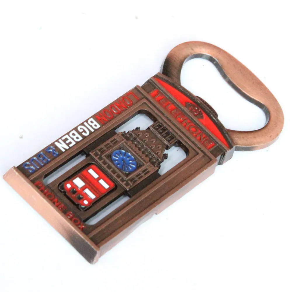 Wholesale custom metal London UK souvenir tourist British big Ben bus fridge magnet bottle opener