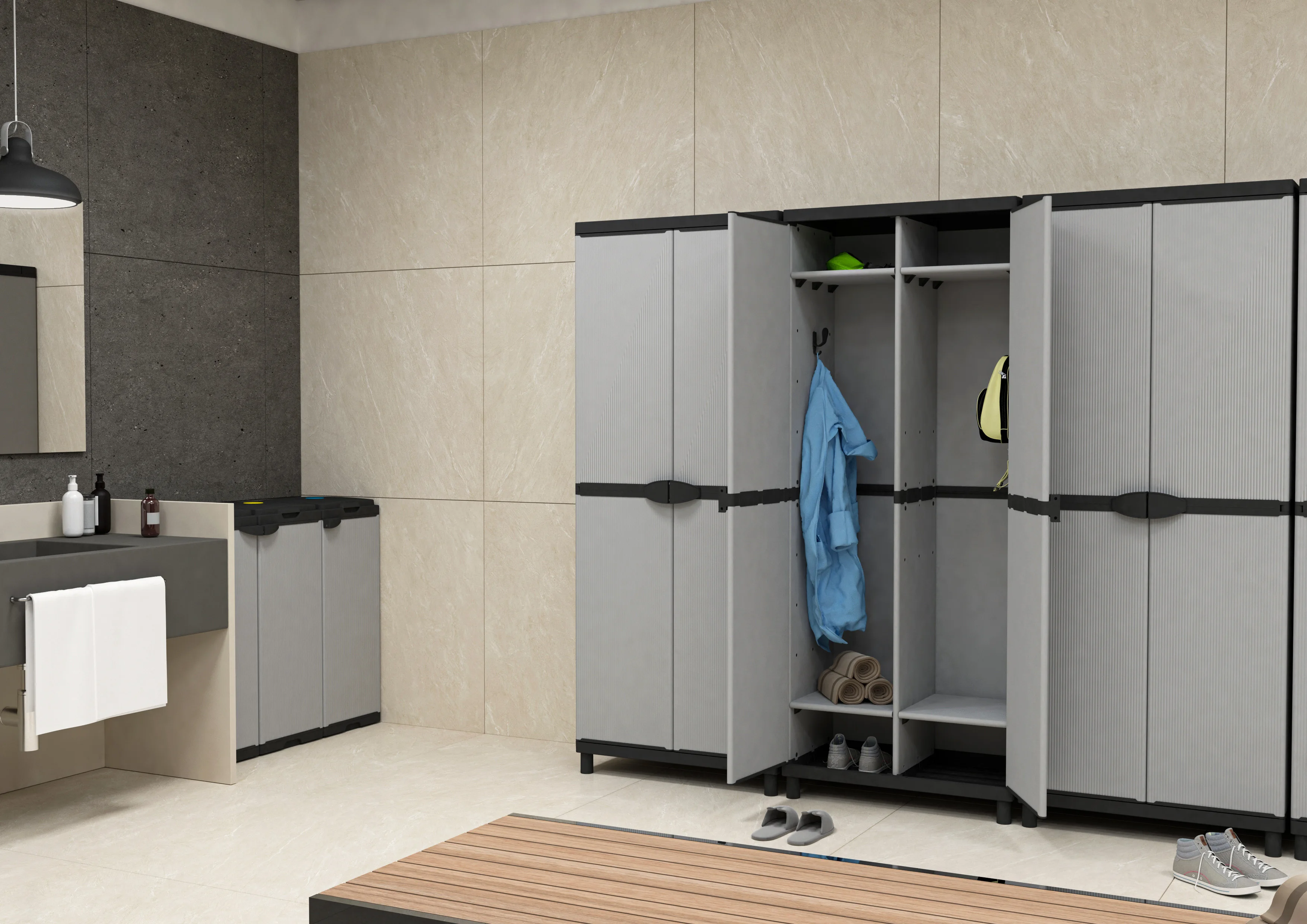 100% Italian Made Modular Design Plastic Closet Wardrobes Easy-to-Assemble Indoor/Outdoor Garage Patio Outdoor Furniture Storage
