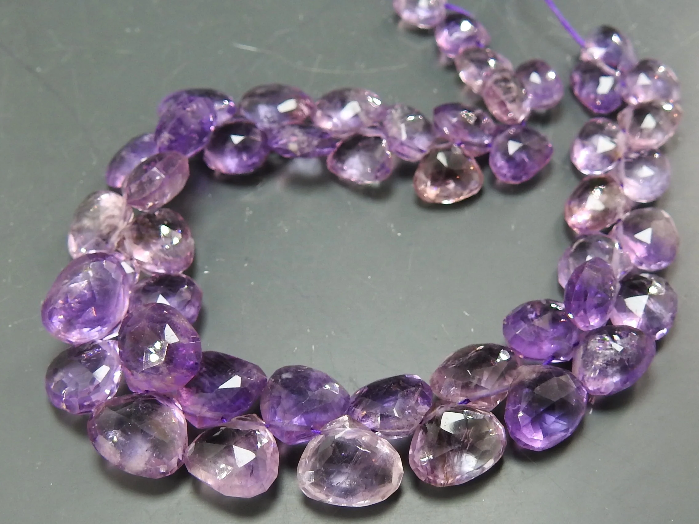 Amethyst Faceted Hearts Shape Teardrop