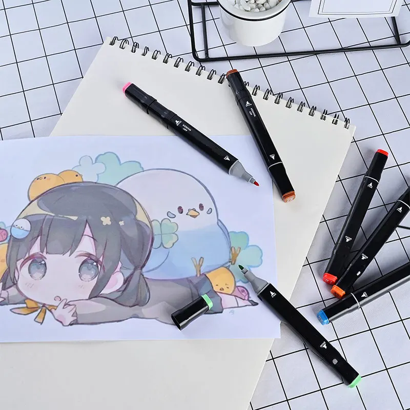 80 Color Marker Pen With Double Head Design Ink Quick Drying Non Fading Bright Alcohol Marker For Children Adults Coloring