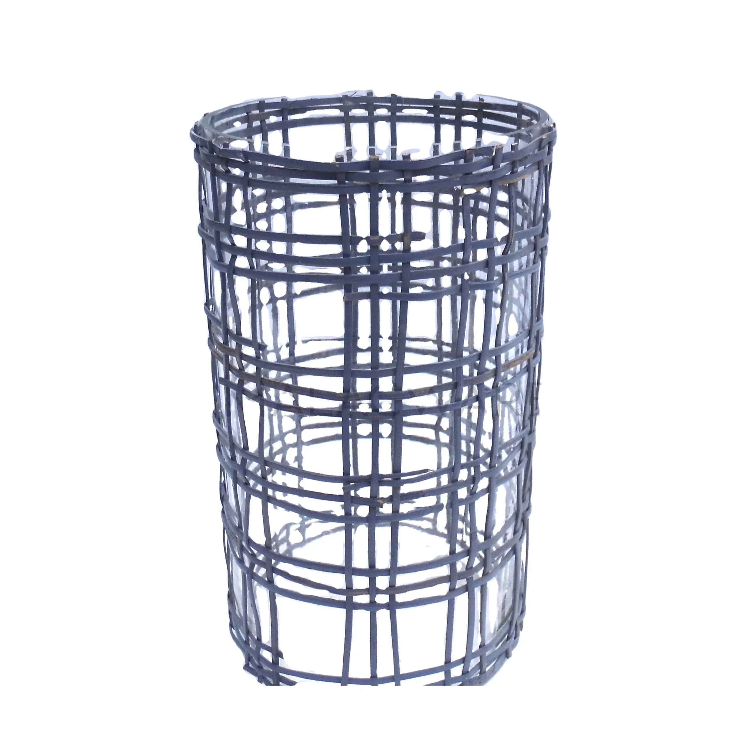 attractive design wholesale offer mid summer sale bamboo woven glass made with logo engraving flower vase