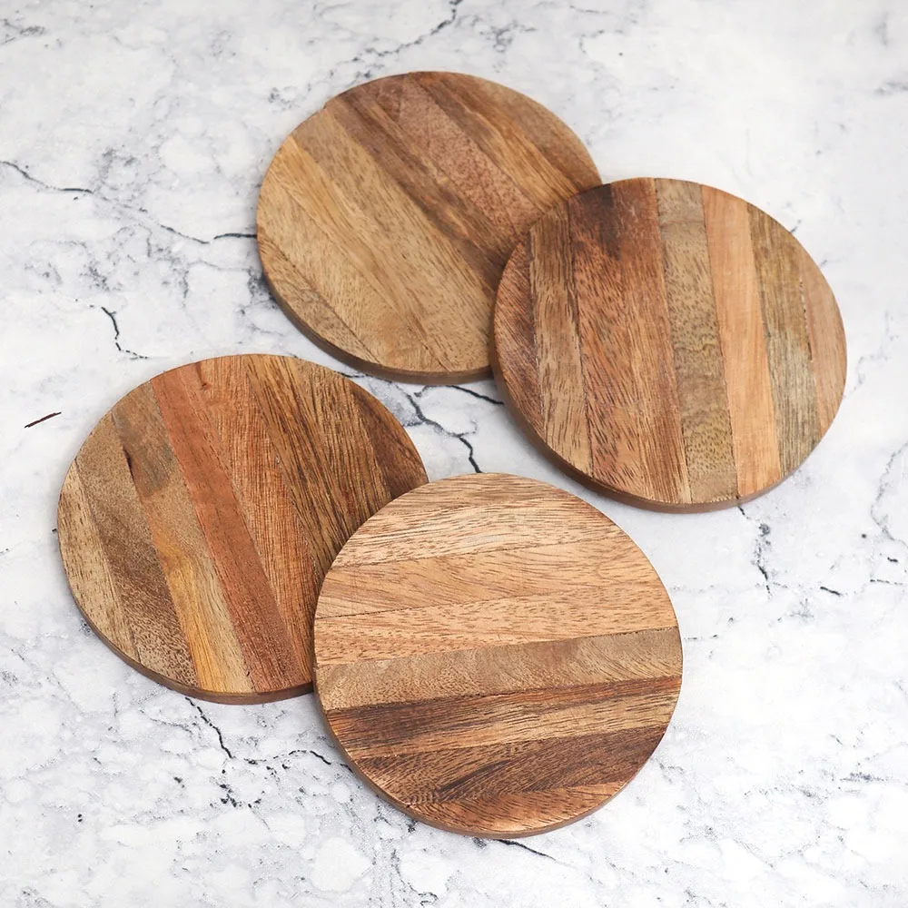 Sustainable Wood Resin Coaster Circle With Hard Base Available for Use in Kitchen by Isar International