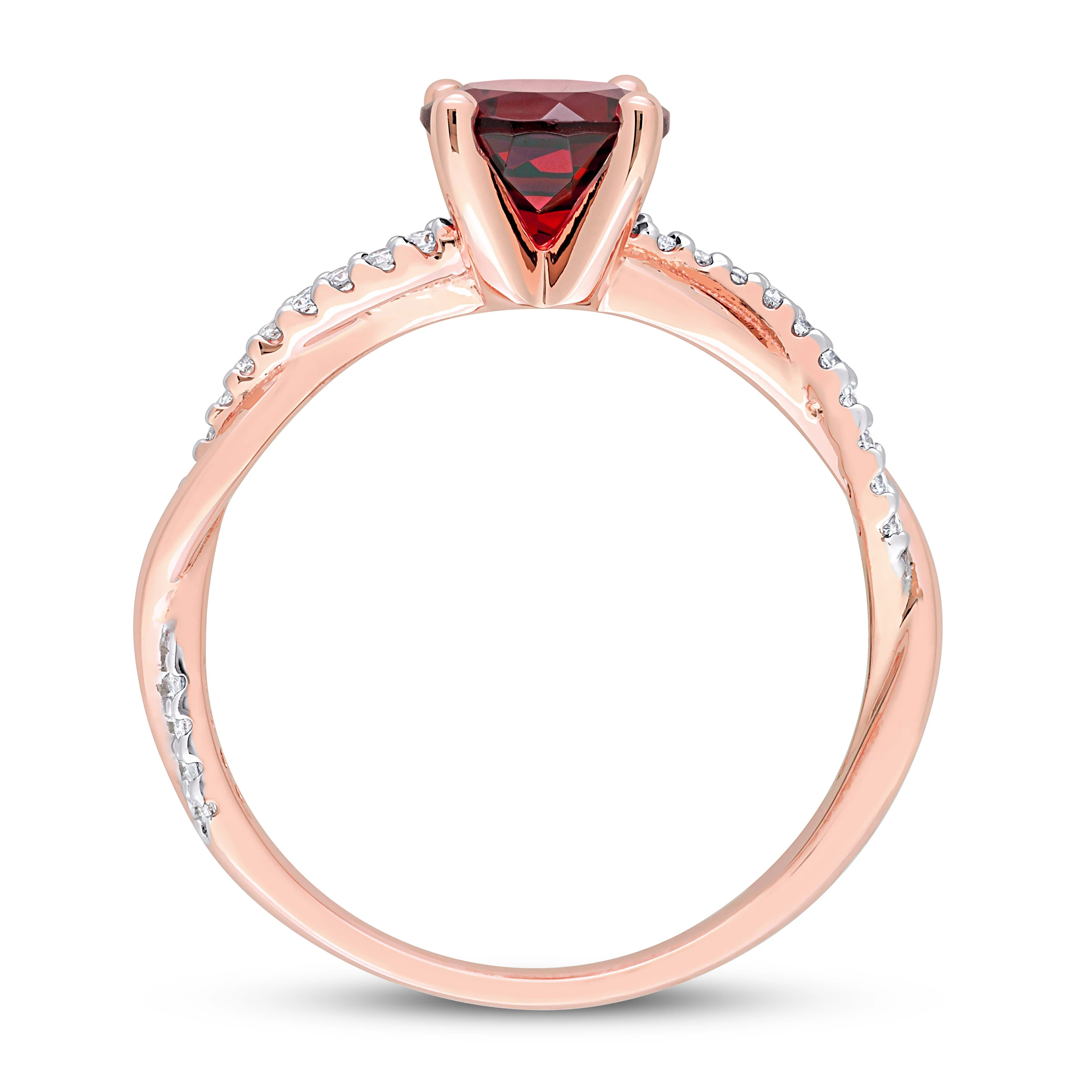 Round Garnet 14K Rose Gold 14kt Gold Wedding Ring for Beautiful Bridal Limited Edition Perfect Gift