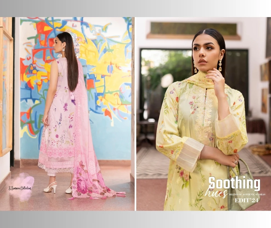 Laetest Designs Ssumaira Collection Luxury Digital Printed Embroidered 3 PC Dresses Indian & Pakistani Women Suits