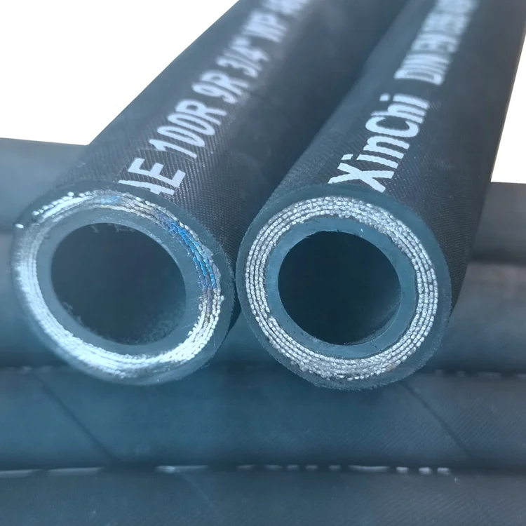 sae100 r4 wire inserted hydraulic woven or textile fibers braided suction oil and weather resistant synthetic rubber hose