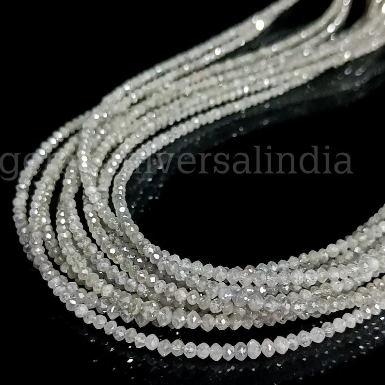 Topmost Quality Grey Diamond Faceted Rondelle Beads Diamond Beads Natural Loose Diamond Rondelle Beads Diamond Strand