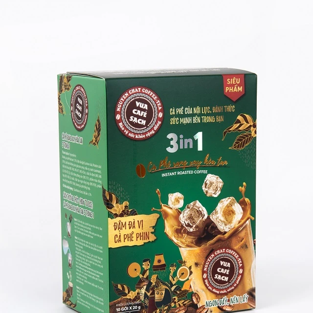 Vietnam High Quality Mouth Sugar Beverages Normal Feature 3 in 1 Instant Roasted Coffee Powder In Box Packaging