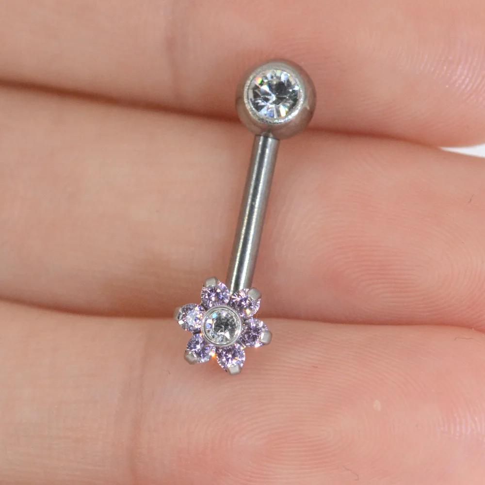 POENNIS Titanium Tranish Free Christina Vertical Hood Crystal Flower Sexy Vagina Genital VCH Piercing Jewelry